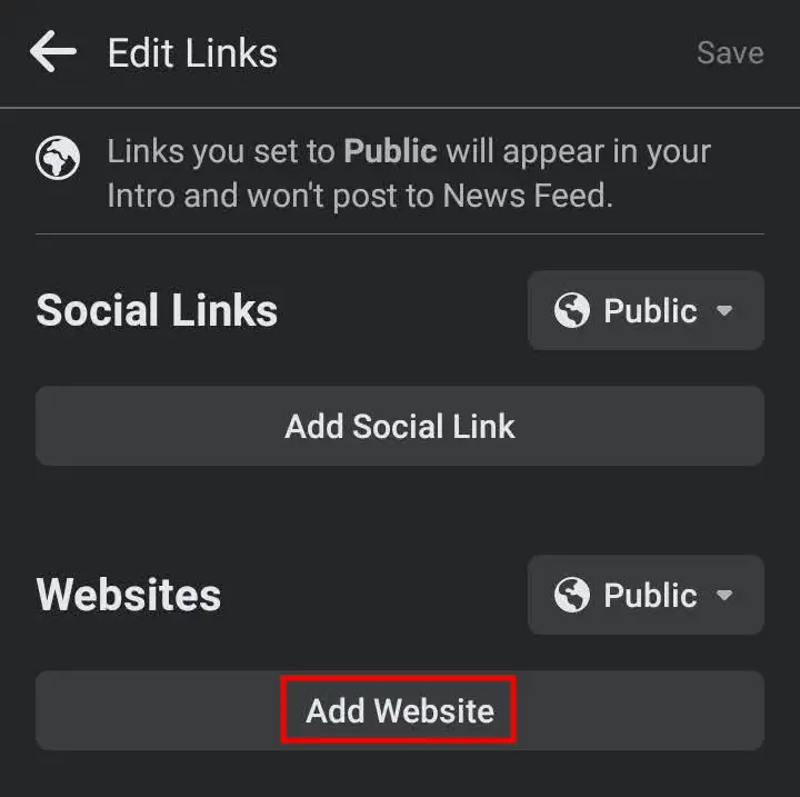 How to edit secret links on Facebook profile