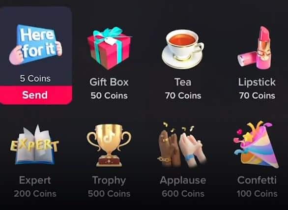 You can buy gifts with TikTok coins