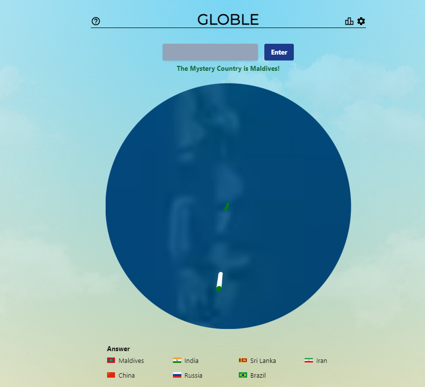 Globle Game Answer of July 3 is MALDIVES