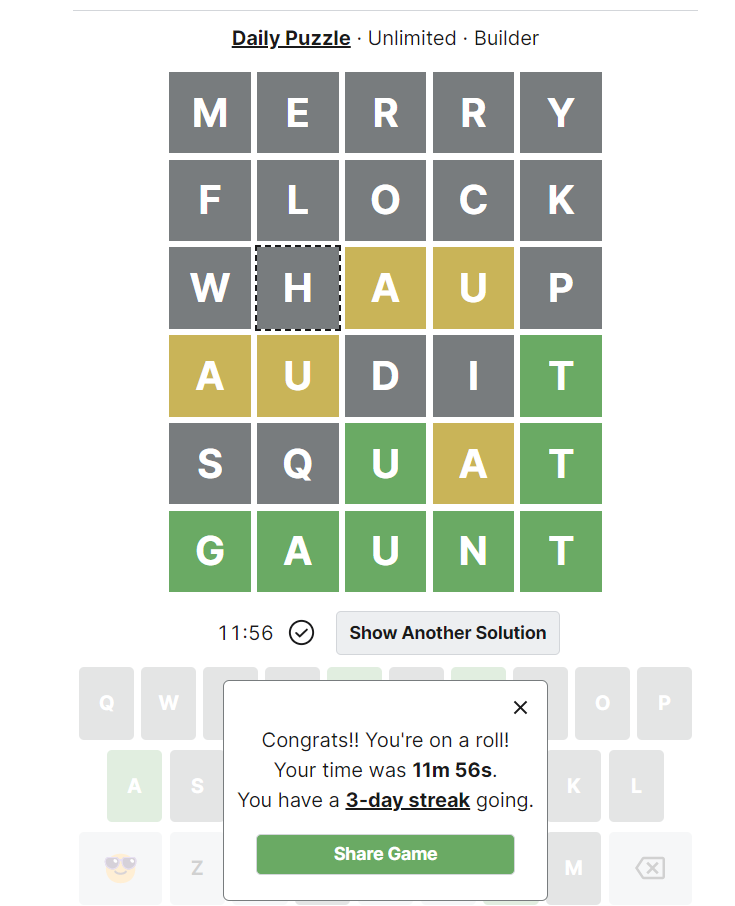 Today’s Crosswordle Answers of 24 July are- mERRY AUDIT WHAUP