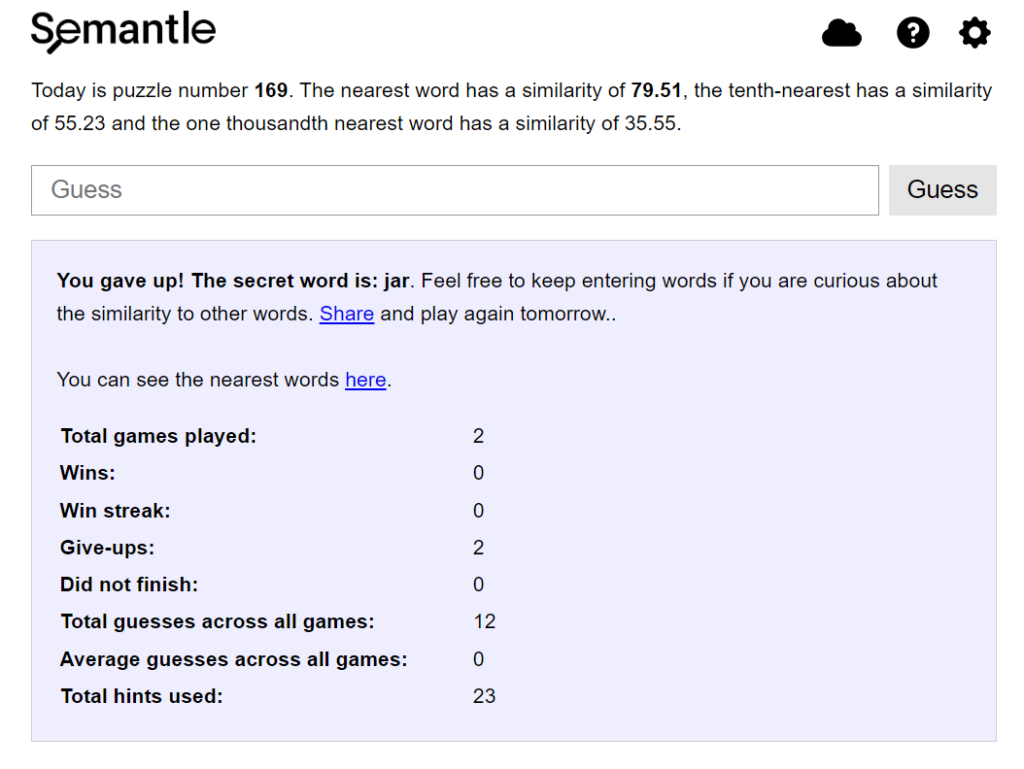 Today’s Semantle Answer of 17 July  2022, Sunday