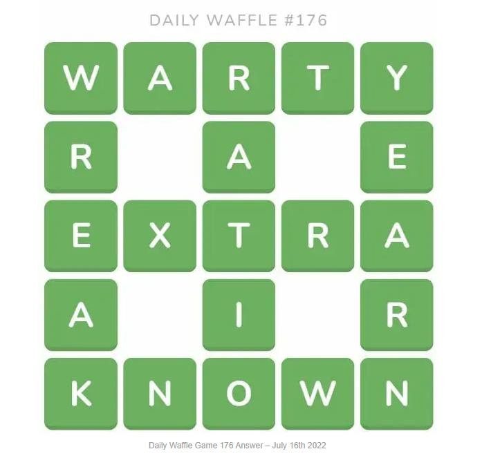 Today’s Waffle Game Answer of July 16, 2022 | #176 Daily Waffle