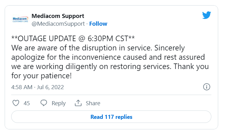  Mediacom Internet Outages and People are Going Crazy on Twitter!