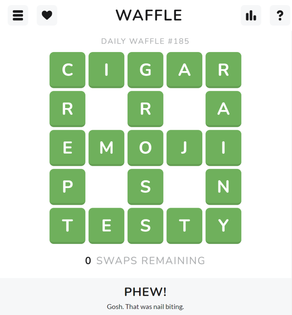 Waffle Game July 25, 2022 Answer | Waffle Word Today Monday
