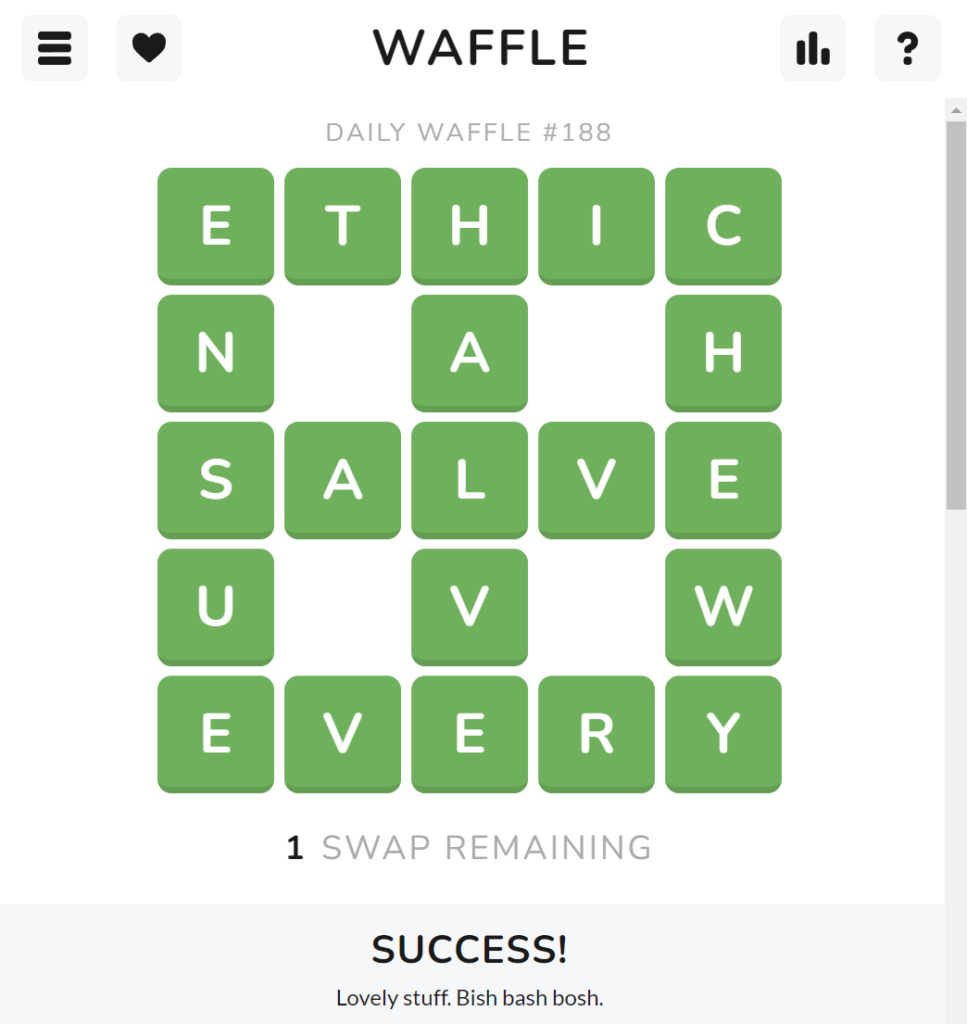 Waffle Game July 28, 2022 Answer | Waffle Today