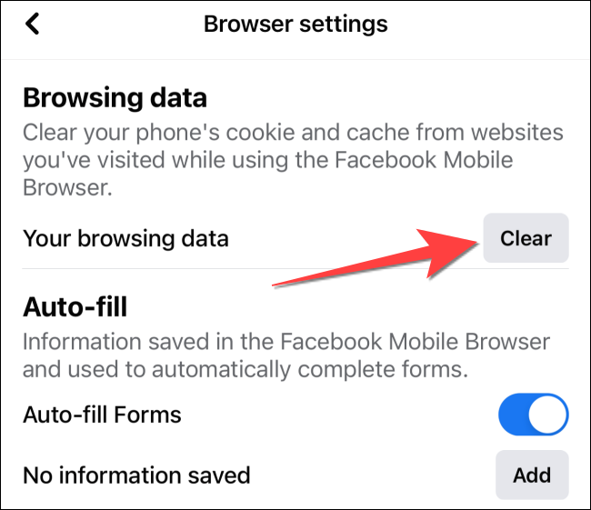 clear browsing data - how to clear fb cache 