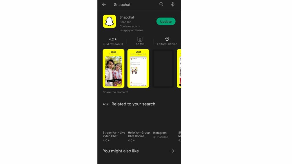 update snapchat app
