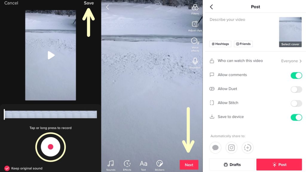 Post video on tiktok; How To Add Your Voice To A Sound On TikTok | 8 Ways to Add Your Touch