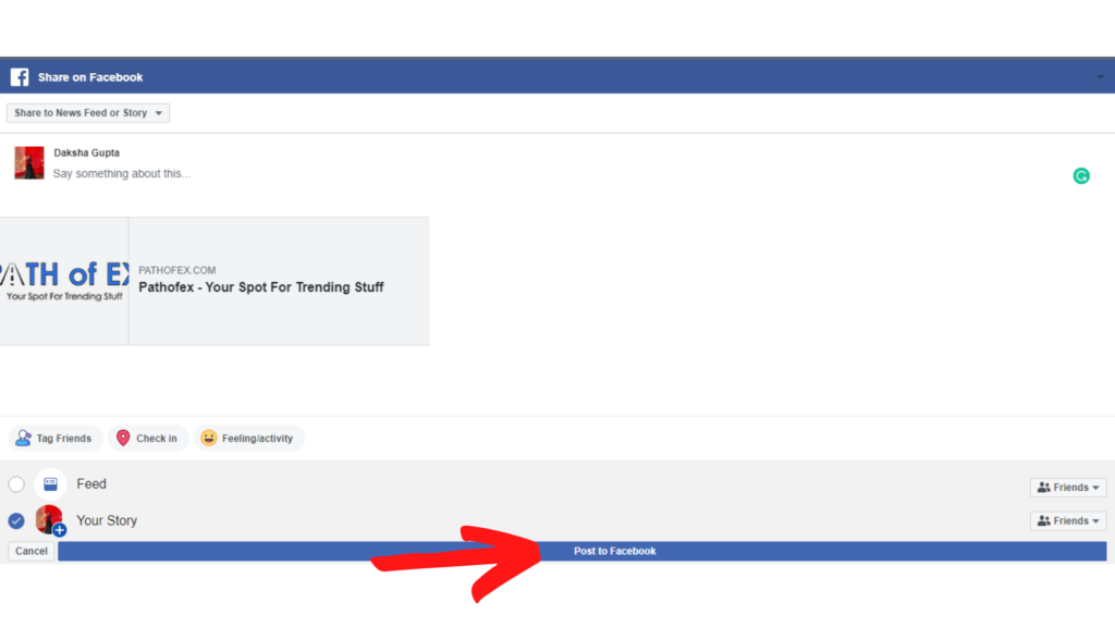 How to add a link Facebook Stories using Browser