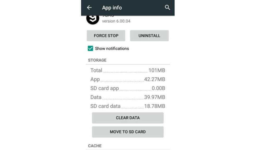 Clear App Cache for 9GAG app