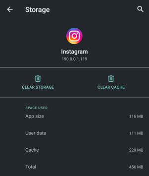 clear cache - Can't share posts to story Instagram