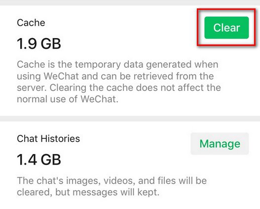 Clear app cache for myq app