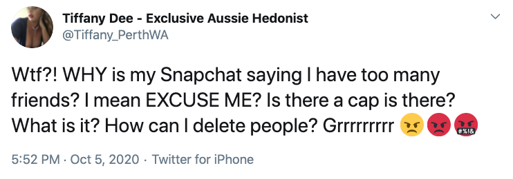 Snapchat user took to Twitter to share their problem. - Too many friends on Snapchat