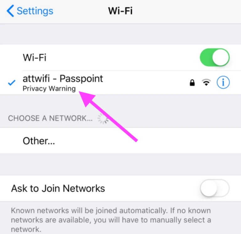 What does Privacy Warning Mean on Wi-Fi