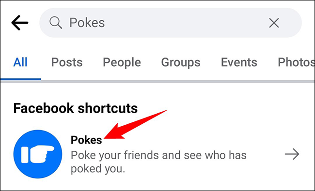 From the search results, choose the pokes option. 