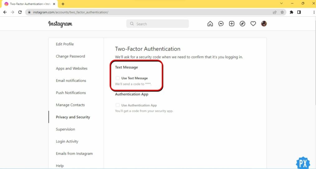 Enable Instagram 2 Factor Authentication on Computer