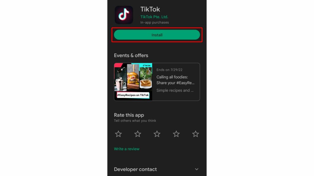 Uninstall and Install App - in TikTok