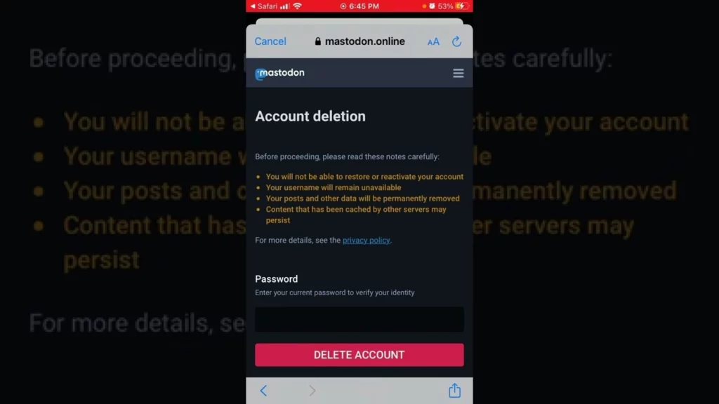 How to Delete Mastodon Account