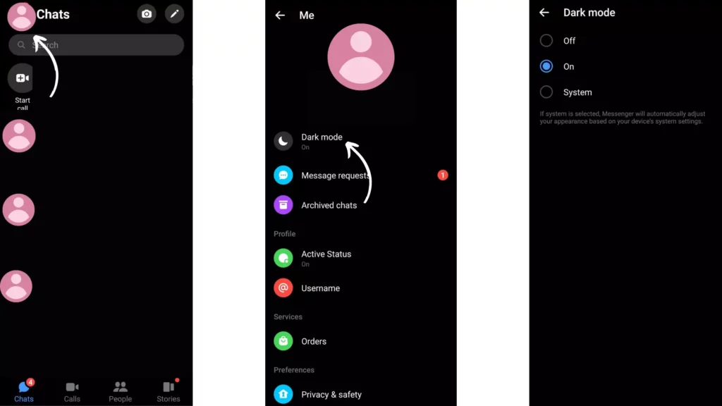 Steps: How to Switch Between Light And Dark Mode on Facebook Messenger?