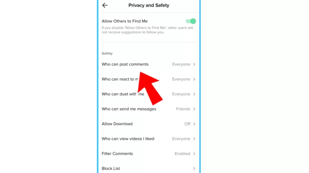 Click on Privacy settings at the bottom. Then swipe left.