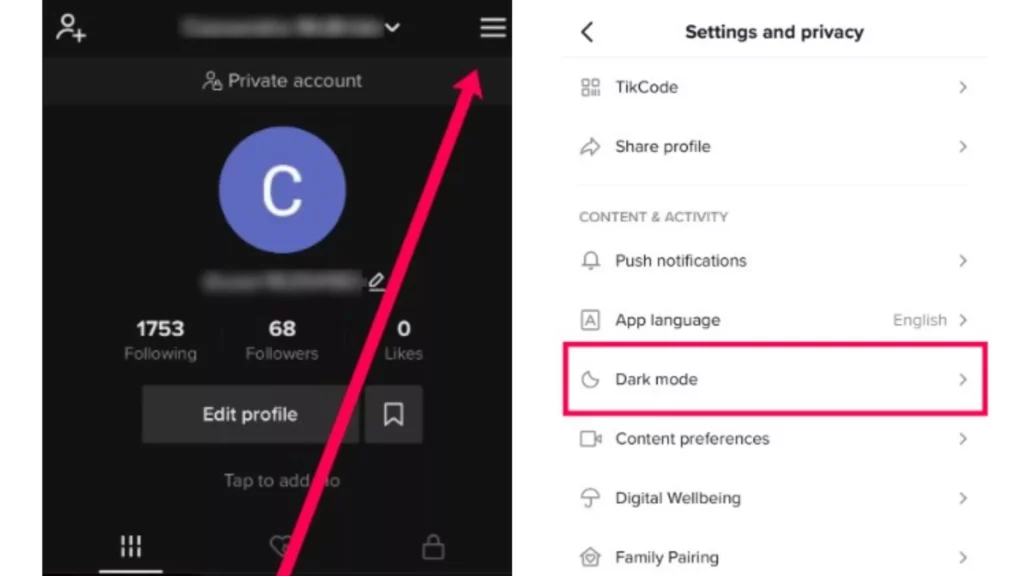 how to get dark mode on tiktok with android
