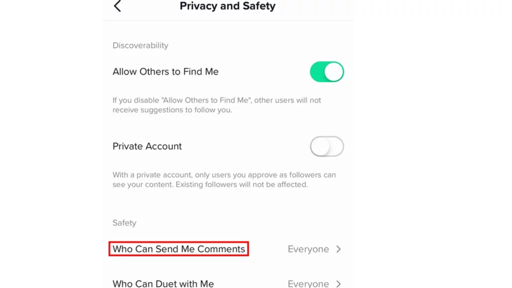 Open “Privacy and Safety” settings.
