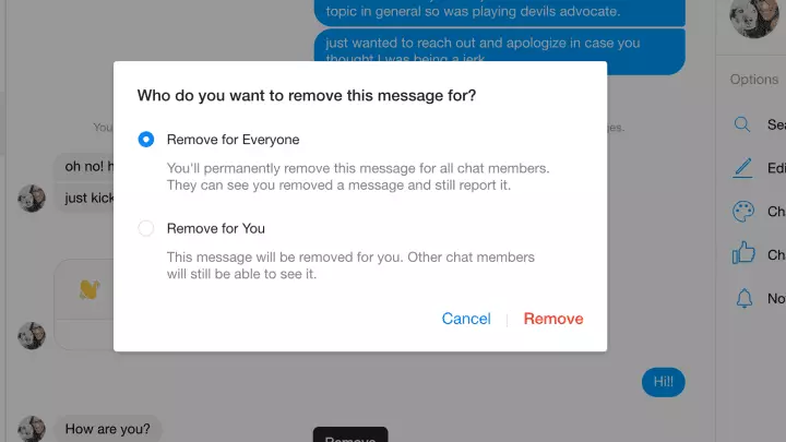 Choose to Remove the messages from Messenger.