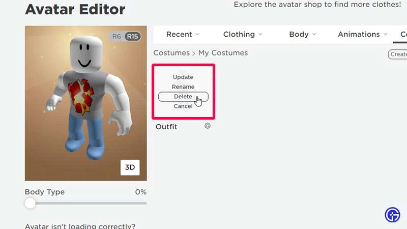 How to Delete Outfits On Roblox 