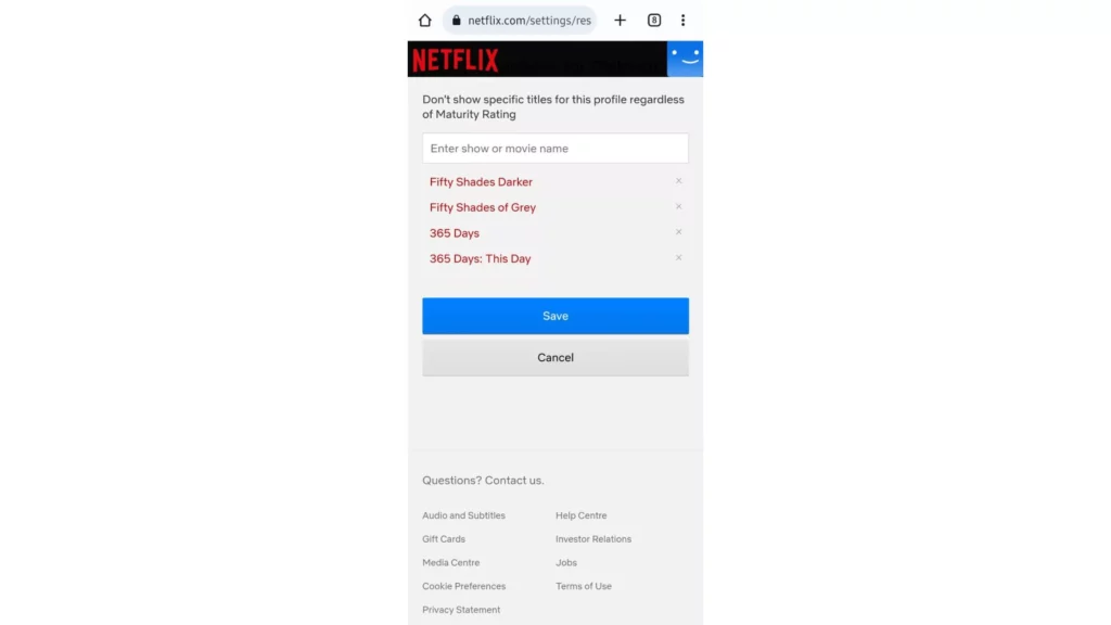 Click on save; How to Block a Show on Netflix | Is There Any Way To Block A Netflix Show
