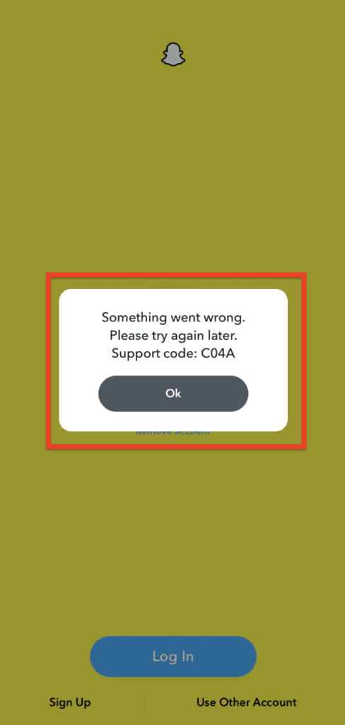Fix Support Code c04a on Snapchat
