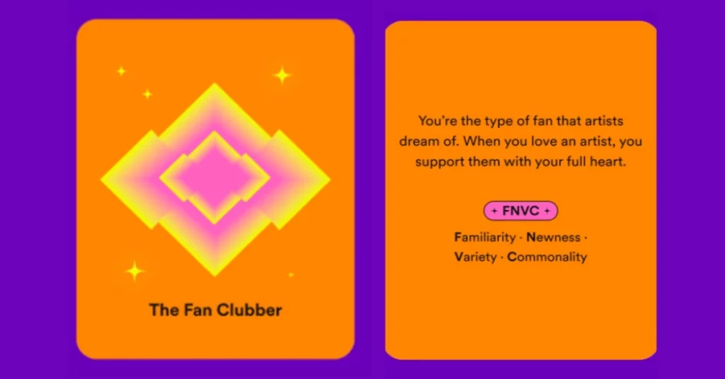 The Fan Clubber (FNVC); Spotify Wrapped Personality Types 2022 