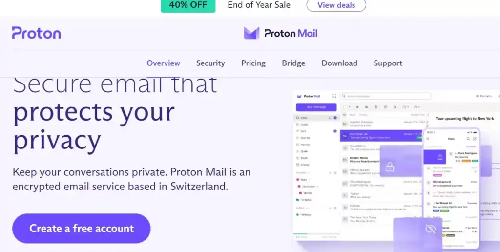 ProtonMail ; Create Email Without Phone Number | Top 10 Free Email Services Without Verification
