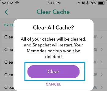 To Fix Snap Not Sending Error Clear Cache