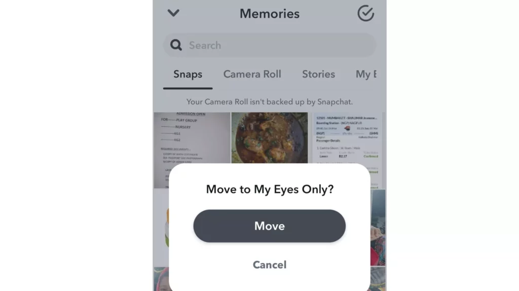 You get to see the option Move to my eyes only. 