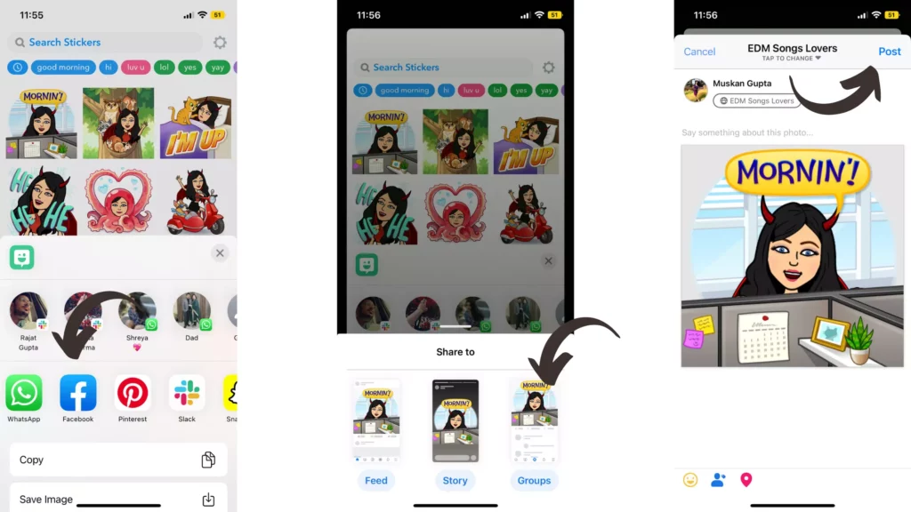 Steps: How to Use Bitmoji on Facebook Groups Using iPhone?