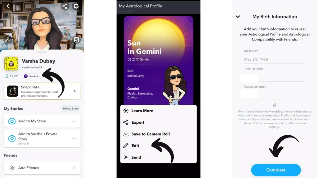 Steps: How to Edit Astrological Profile on Snapchat?