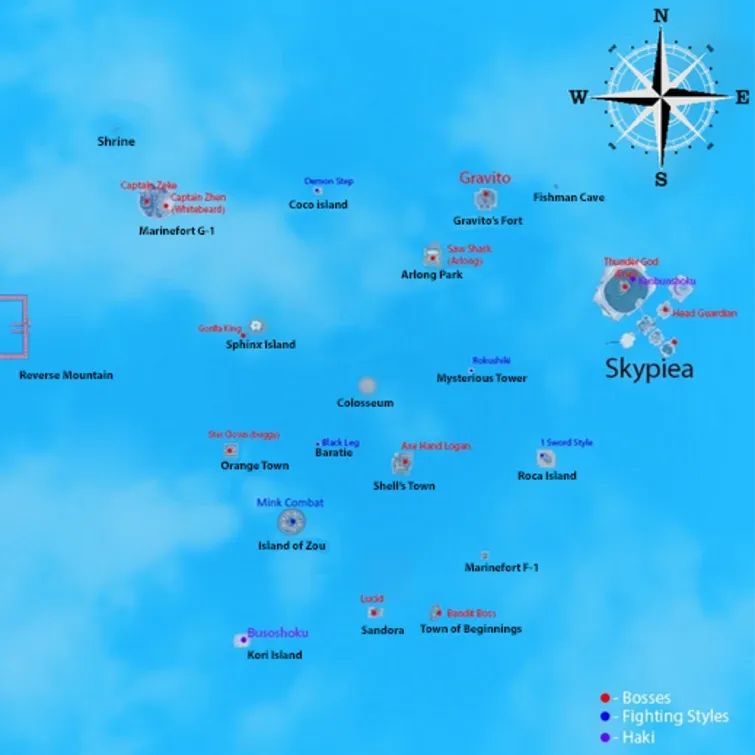 Grand Piece Online Map: All First, Second Sea & Skypiea Locations & Level  Requirements : r/BorderpolarTech