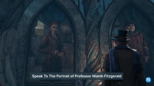 speak to the portrait of Professor Niamh Fitzgerald in Hogwarts Legacy