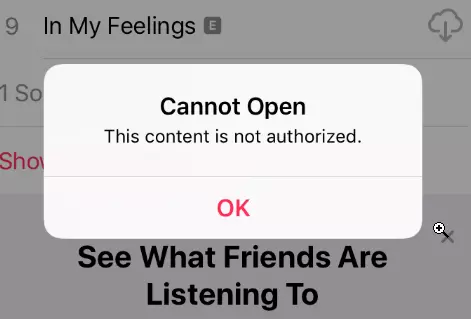 Why is Apple Music This Content is Not Authorized?
