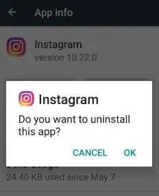 Fix Instagram Highlights Disappearing, Uninstall The App