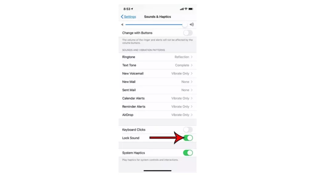 Lock sound option in iPhone settings; what does lock sound mean on iPhone