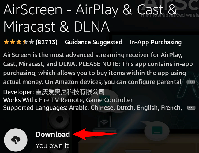 Downloading Airsceen on Firestick; How to mirror iPhone to Firestick