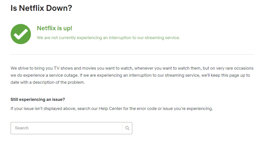 Netflix server status on Nnetflix page; why does Netflix keep kicking me off on Roku