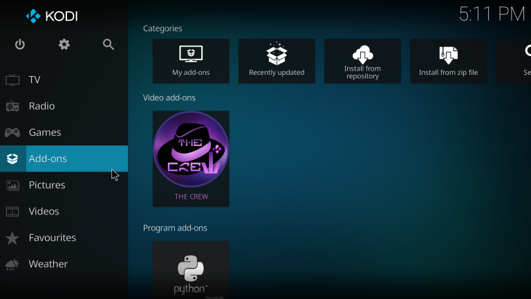 Selecting the crew addons on Firestick; How to download the crew on Firestick