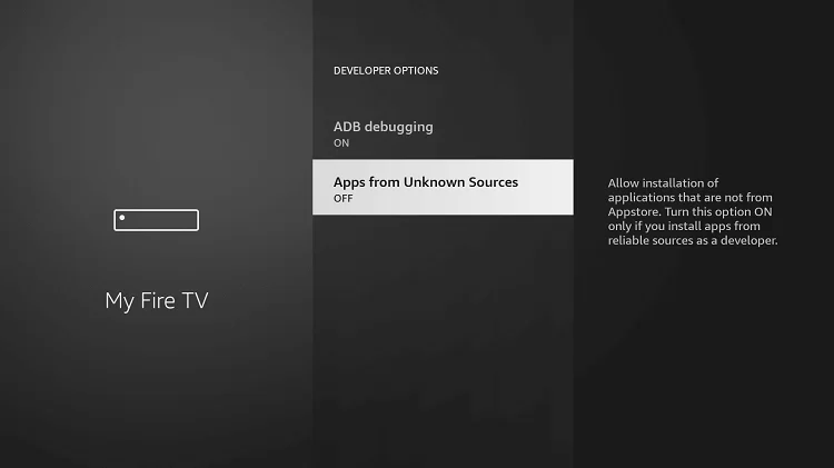 Apps from unknown sources on Firestick settings; how to install Spectrum on Firestick