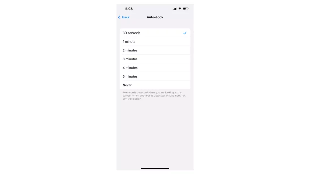 Auto lock option setting in iPhone; how to turn off Sleep Mode on iPhone