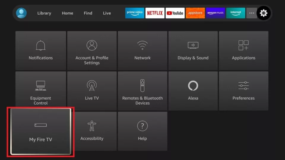 My Fire TV option in settings of Firestick; How to Reset Firestick Without a Remote | Fix The Issue within a Moment