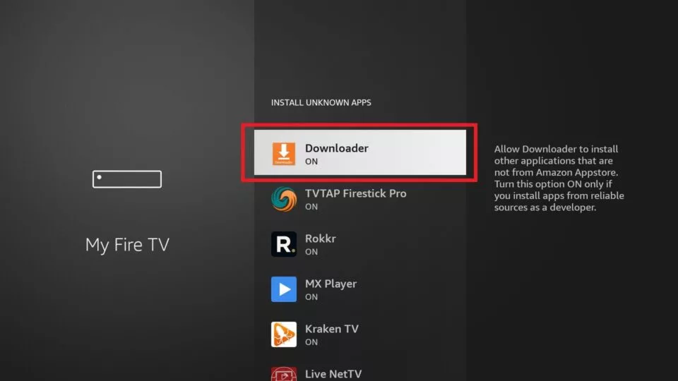 Turning on downloader option in firestick options;  how to install zoom on firestick