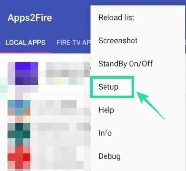 Setup option in the apps2Fire settings; How to install Daily wire on Firestick