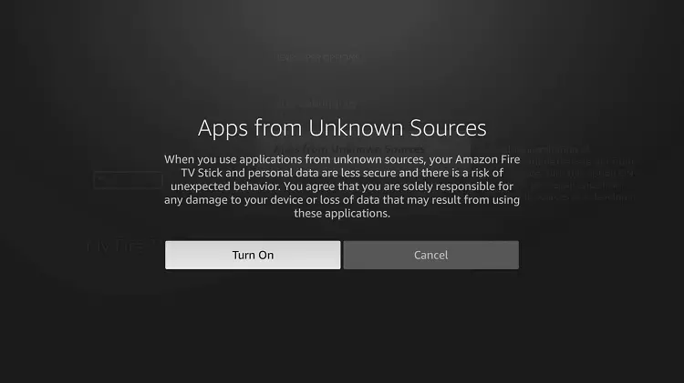 Turn on option of install apps from unknown sorces in firestick settings; how to install Fox Sports Go on Fire TV
